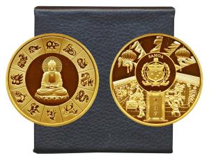 Samoa, Gold gilt on Cupro Nickel, ½ Dollar, 88g, Buddha, 2022, obv. Lord Buddha seated in 