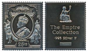 British India Post, Gold Gilt Silver Stamp Ingot, Rupees 25, 25g, George V. Proof, Rare.