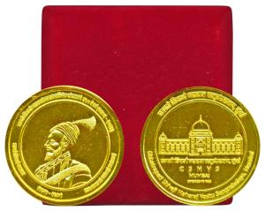 Shivaji Maharaj Medal, Gold gilt on copper, 52g, issued by the Chhatrapati Shivaji Maharaj