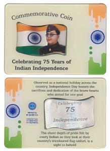 Netaji Subhash Chandra Bose, Azadi ka Amrit Mahotsav medallion, Silver and coloured, 20g, 