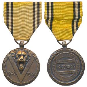 Belgium, Second World War Victory celebration Medal, 1945, Copper, obv. a lion's head in a