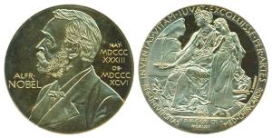 Nobel Prize Medal, Restrike, Gold plated on Copper, 28.62g, 1962 Nobel prize awarded to Dr