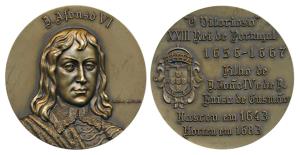 Indo Portuguese Monarchs, Bronze Medal, 93.90g, D. AFONSO VI (1656-1667), obv. bust of the