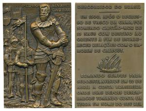 Pedro Alvares Cabral, Heavy Bronze Medallion, 190g, obv. full length of the viceroy in Eur