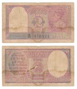 George VI, Rupees 2, 1943, signed C. D. Deshmukh, Prefix H (J&R 4.2.2). Fine.