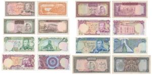 Iran, 20, 50 (2), 100 (3), 200 and 500 Rials of different varieties and signatures. Very F