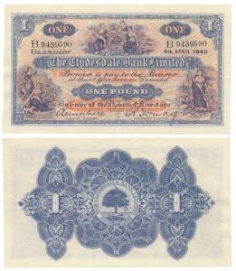 Scotland, 1 Pound, Clydesdale Bank, 1945, (Pick 189c). Extremely Fine.