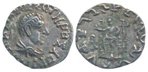 Indo-Greeks, Hermaeus / Hermaios (c. 40-1 BC), Silver Drachm, 2.3g, obv. diademed and drap