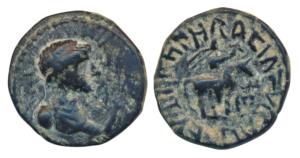 Kushanas, Wima Takto (Soter Megas), Copper ¼ Unit, 1.98g, obv. bust of the ruler to right,