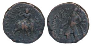 Kushanas, Vima Kadphises, Copper Unit, 16.32g, obv. king standing facing head left, sacrif