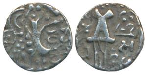 Karkotakas of Kashmir, Vinayaditya, Base Gold Dinara, 6.95g, obv. seated goddess with lege