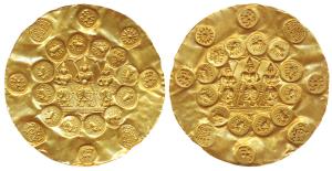 Kakatiyas of Warrangal, Prola I, Punch marked Gold 2 ½ Gadyana, 9.99g, diameter 71mm, Repo