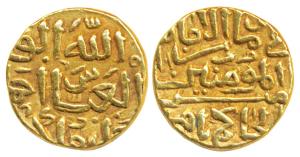 Muhammad Shah III bin Tughluq, Gold Tanka, 10.99g, mintless variety, Al-Hakim II type, obv