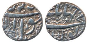 Jahangir, Silver ½ Rupee, 5.5g, Ahmednagar Mint, Kalima on rev. (KM 134.1). Extremely Fine