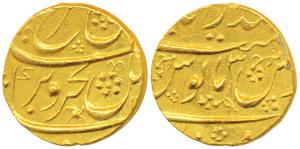 Farrukhsiyar (AH 1124-1131; 1713-1719 AD), Gold Mohur, 11.48g, Farkhanda Bunyad Hyderabad 