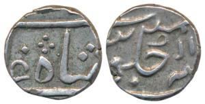 Surat Mint, Silver ½ Rupee, 5.76g, in the name of Shah Alam II, RY 11 (KM 211.1). About Ex