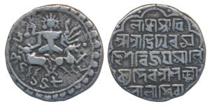 Vijaya Manikya, Silver Tanka, 10.55g, Saka 1482, citing Queen Lakshmi and commemorating a 