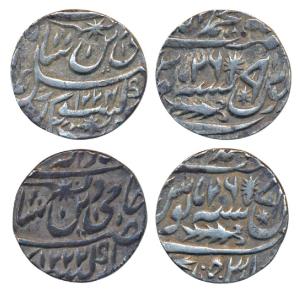 Muhammadabad Banaras Mint, Silver Rupee (2), in the name of Shah Alam II, AH 1222 and 1224