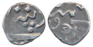 Anand Rao (AH 1215-1235; 1800-1819 AD), Silver 1/8 Rupee, 1.43g, Baroda Mint, in the name 