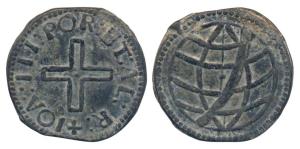 Portuguese Malacca (Malaysia), Joao III (1521-57 AD), Tin Soldo (6 reis), 3.79g, Lisbon fo