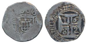 Goa, Peter II as Prince Regent (1667-1683 AD), Silver Xerafim, 10.20g, 1682 AD, obv. crown