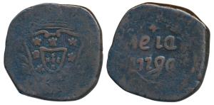 Goa, Jose (Joseph) (1750-1777 AD), Copper ½ Tanga, 20.71g, obv. Sheild, rev. Meia Tanga, N