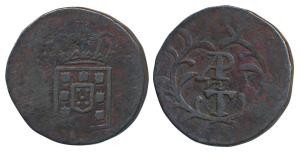 Goa, Miguel (1828-1834 AD), Copper ½ Tanga, 19.56g, obv. crowned arms, rev. ’AP’ above ’T’