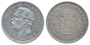 Goa, Luiz I (1861-1889 AD), Silver ½ or Meia Rupee, 1881 (KM 311). About Uncirculated.