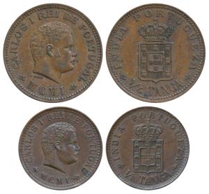 Carlos, Copper ¼ and 1/8 Tanga, AD 1901 (KM 15 & 14). Extremely Fine, Rare in such nice gr