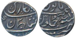 Malabar Coast, Silver 1/5 Rupee, 2.3g, Mumbai Mint, in the name of Shah Jahan II, struck d