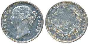 Victoria Queen, Silver ½ Rupee, 1840, divided legend, Calcutta / Bombay Mint, WW incuse, 2