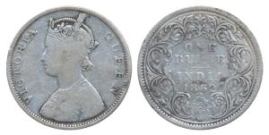 Victoria Queen, Silver Rupee, 1862, Bombay Mint, B / I / 0 / 6, Unlisted in Pridmore. Fine