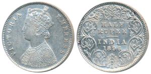 Victoria Empress, Silver ½ Rupee, 1896, Calcutta Mint, A / I / C incuse (Prid 279). Very F