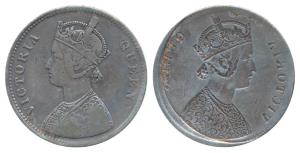 Victoria Queen, Silver Rupee, 11.47g, Error, Brockage, nice deep and complete lakhi impres