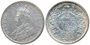 George V, Silver ¼ Rupee, 1912, Bombay Mint (Prid 454). Uncirculated.