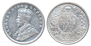 George V, Silver ½ Rupee, 1934, Calcutta Mint, (Prid 334). Superb Mint State.