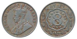 George V, Cupro-Nickel 8 Annas, 1919, Bombay Mint (Prid.872). Very Fine, Scarce.