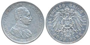 German States, Prussia, Kaiser Konig, Silver 5 Mark, 27.78g, 1913, Coronation Anniversary 