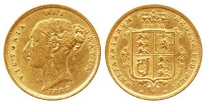 Great Britain, Victoria, Gold ½ Sovereign, 4g, 1883, Young head, rev. Shield (KM 735.1). V