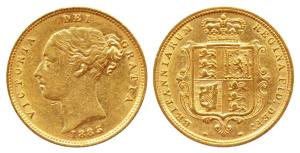 Great Britain, Victoria, Gold ½ Sovereign, 4g, 1885, Young head, rev. Shield (KM 735.1). V