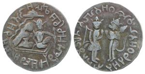 Ram Tanka, Silver Temple Token, 10.87g, obv. Ram Durbar, with Lord Ram and Sita enthroned;