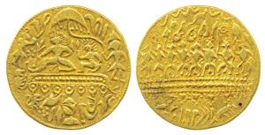 Ram Tanka, Gold Temple Token, 12.05g, obv. Ram Durbar - Ram and Sita seated with a chatra 