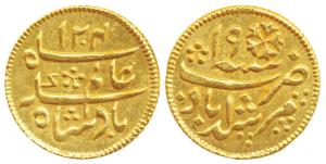 Murshidabad Token, Gold ¼ Mohur, 2.92g, stylization that of Murshidabad Mint Mohur of East