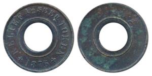 Famine Relief Grain Token, Copper ½ Seer, 2.44g, obv. Relief ½ Seer Token 1876, Uniface (K