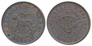Hyderabad, Copper Token (size of a ½ Rupee or ¼ Anna) 5.6g, Bombay Mint, obv. Greenwood & 