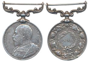 Long Service and Good Conduct, Edward VII, Silver, awarded to 1356 Sepoy Dujia Erinjuta Ir
