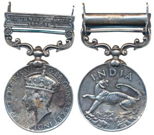 India General Service Medal, George VI, Silver, 42.96g, North West Frontier 1936-37 bar, a