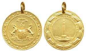 Lord Minto Viceroy of India, Minto Fancy Fete, Gold Medal, 7.6g, 1907, obv. Viceroy's coat