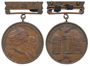 Bhavnagar, War Hospital Medal 1916, Copper, obv. conjoined bust of Maharaja Bhavsinhji II 