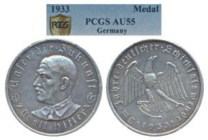 Germany, Third Reich, Silver Medal "Election of Adolf Hitler as Reich Chancellor" 1933. St